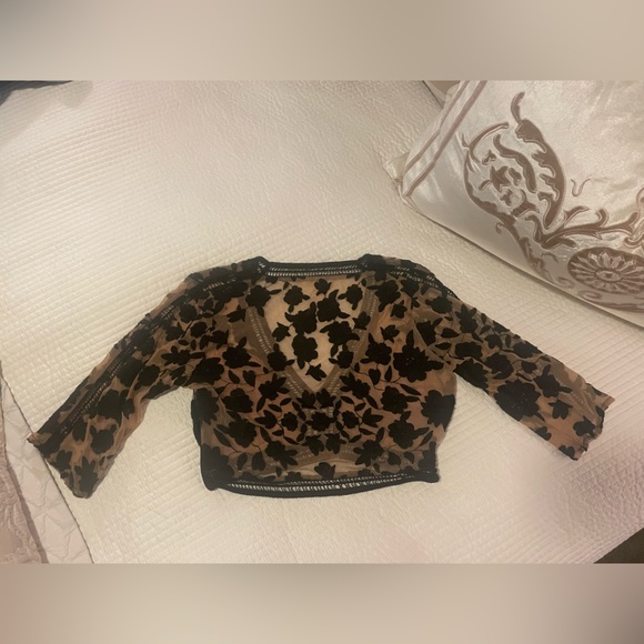 For Love and Lemons Cropped Lace Top XS - Picture 2 of 4